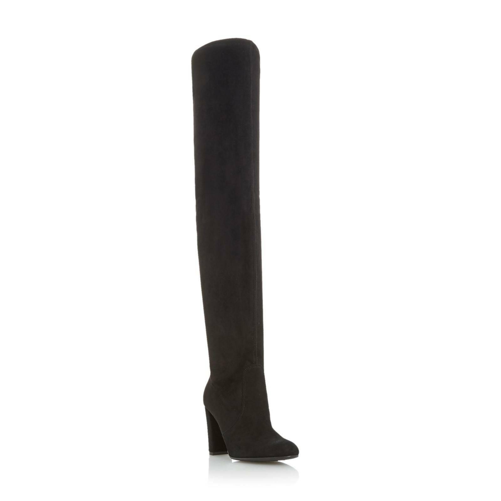 Dune London Women's Sibyl Black Block Heel Over The Knee Suede Boot  8M / EU 39 - SVNYFancy