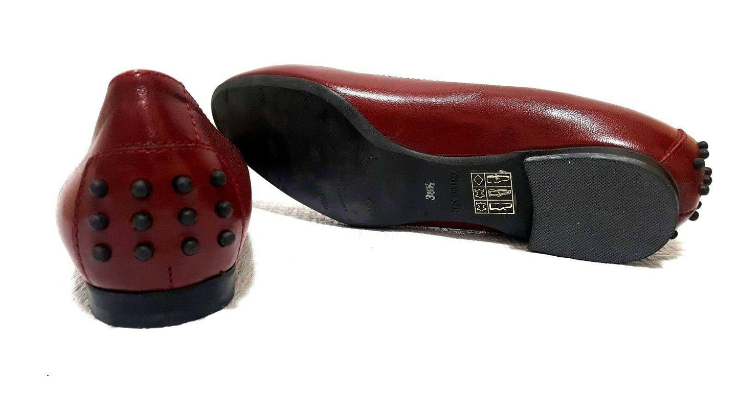 Bruno Ricci for Diane B. Red Leather Ballet Flat Shoes Size 36.5 Made in Italy - SVNYFancy