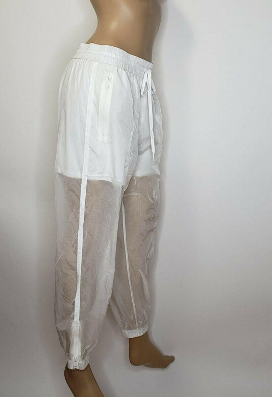 DKNY Pure White Transparent Trousers Casual Streetwear Sport Style Pants Size S - SVNYFancy