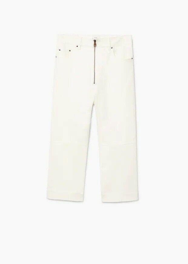 Mango Committed Oversize Zipped Organic Cotton & Linen White Jeans Size SIZE XS-4 - SVNYFancy