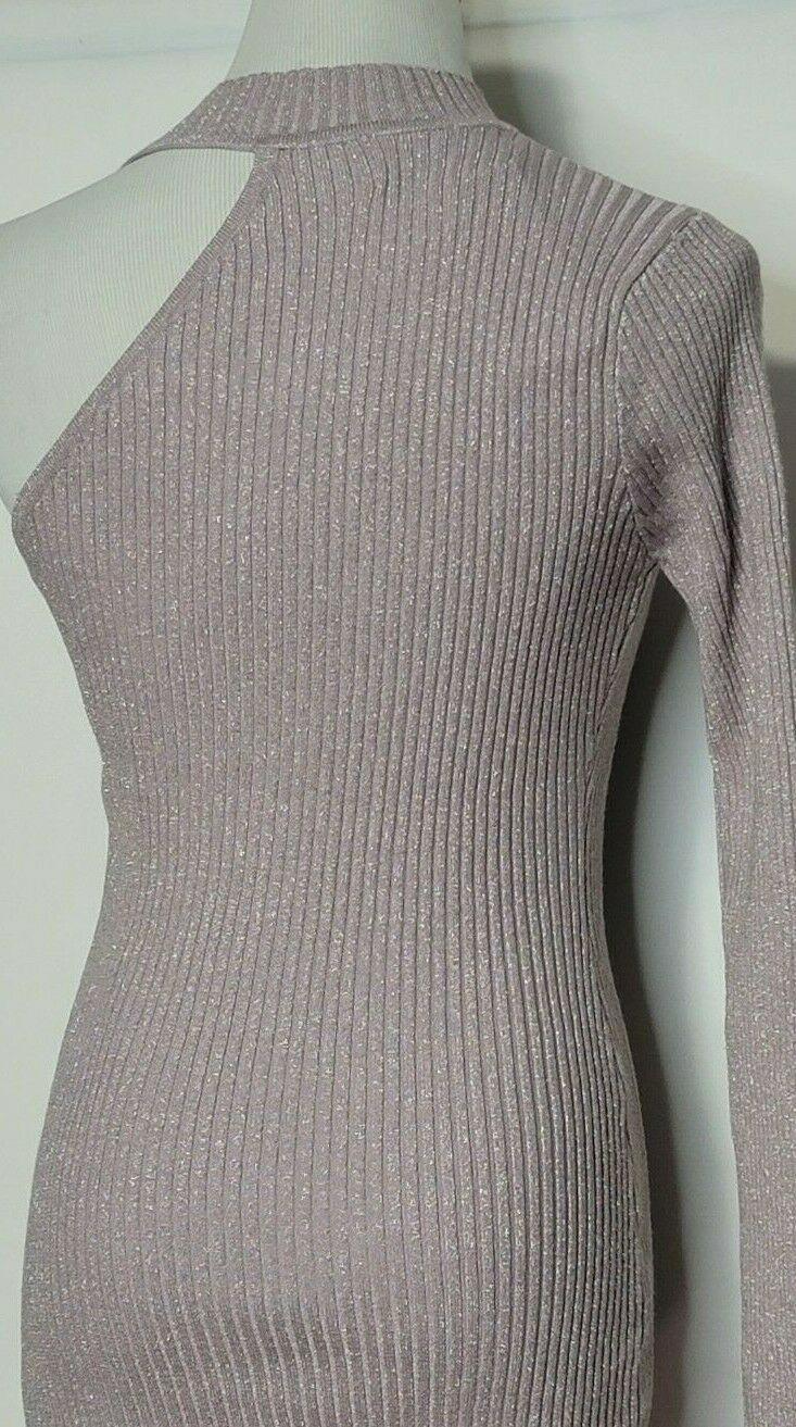Lu Bella Boutique Off-the-Shoulder Shimmer Dusty Lavender Knit Dress Size L - SVNYFancy