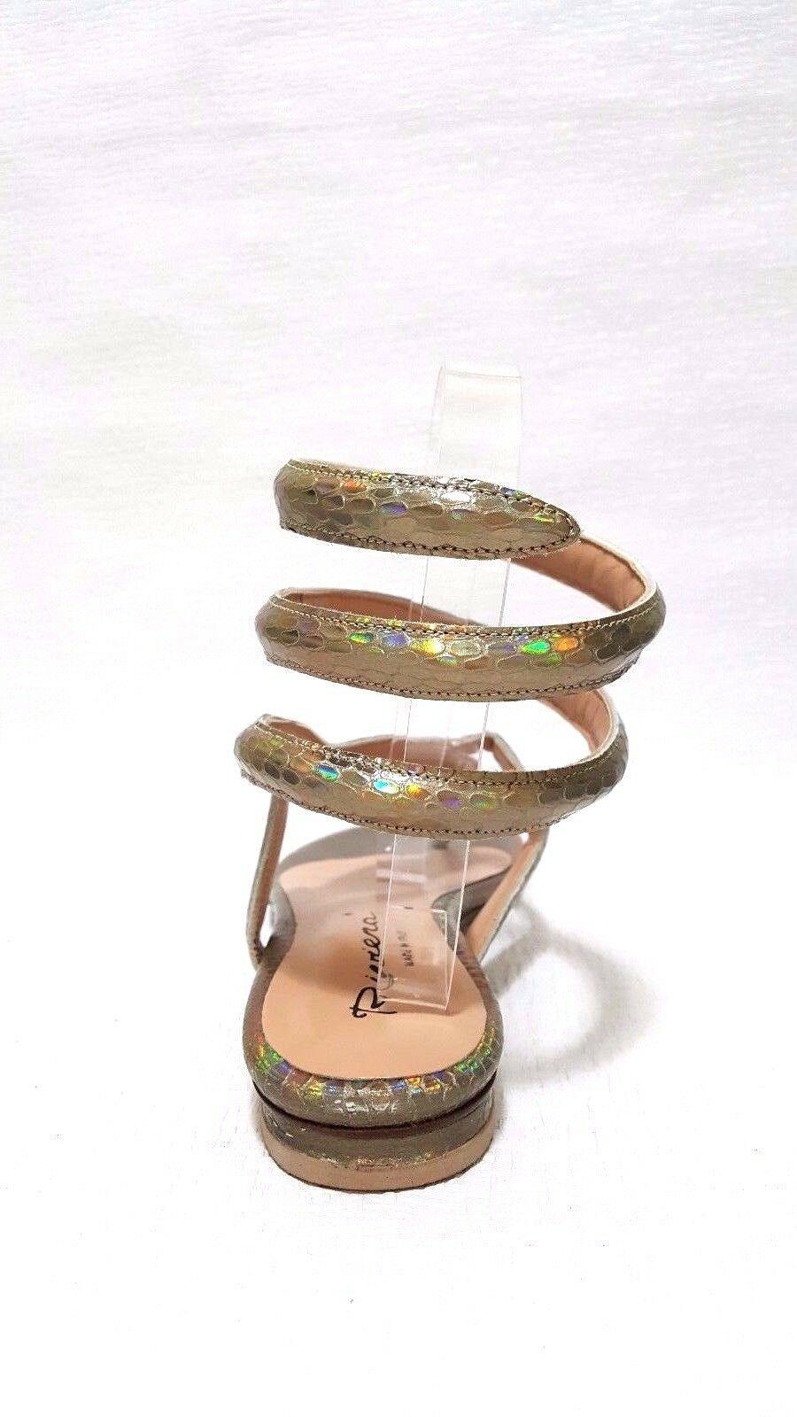 RIVIERA Women's Sandals Leather Gold Cobra Taupe Made in Italy  EU 37 US  6 - SVNYFancy