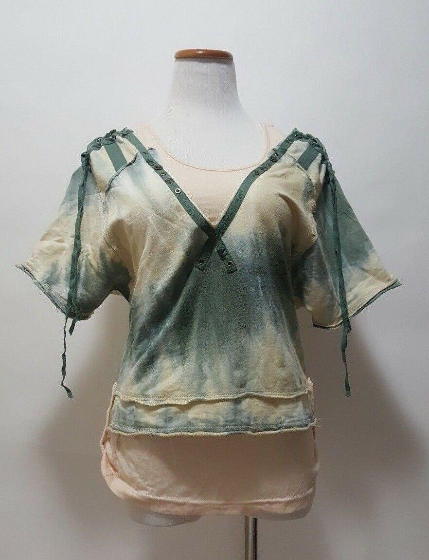 Mur Mur Womens Tank Top Shirt With Funky Details 2 pis. Yellow Green Size S - SVNYFancy