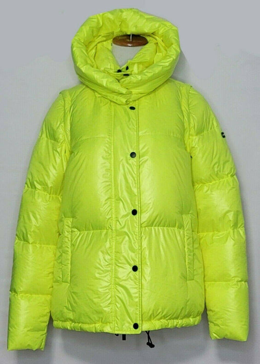 DKNY 2 in 1 Hooded Jacket Vest With Backpack Straps Neon Yellow  Size S - SVNYFancy