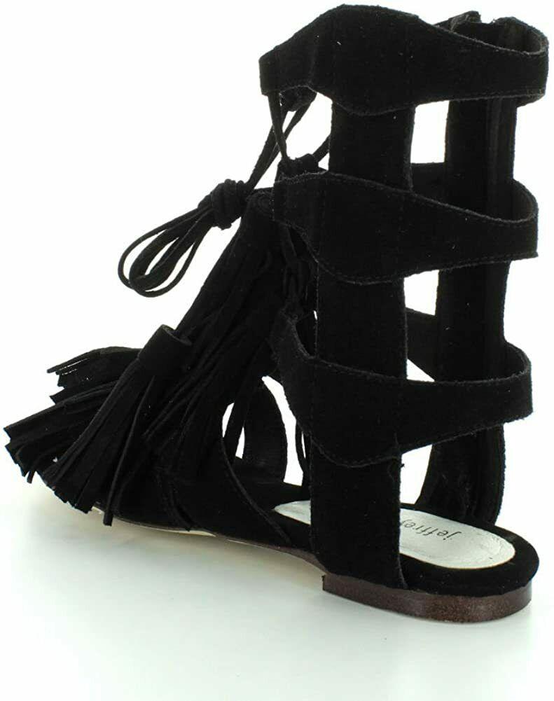 Jeffrey Campbell Redondo Gladiator Black Suede Sandals With Tassels Size US 6 - SVNYFancy