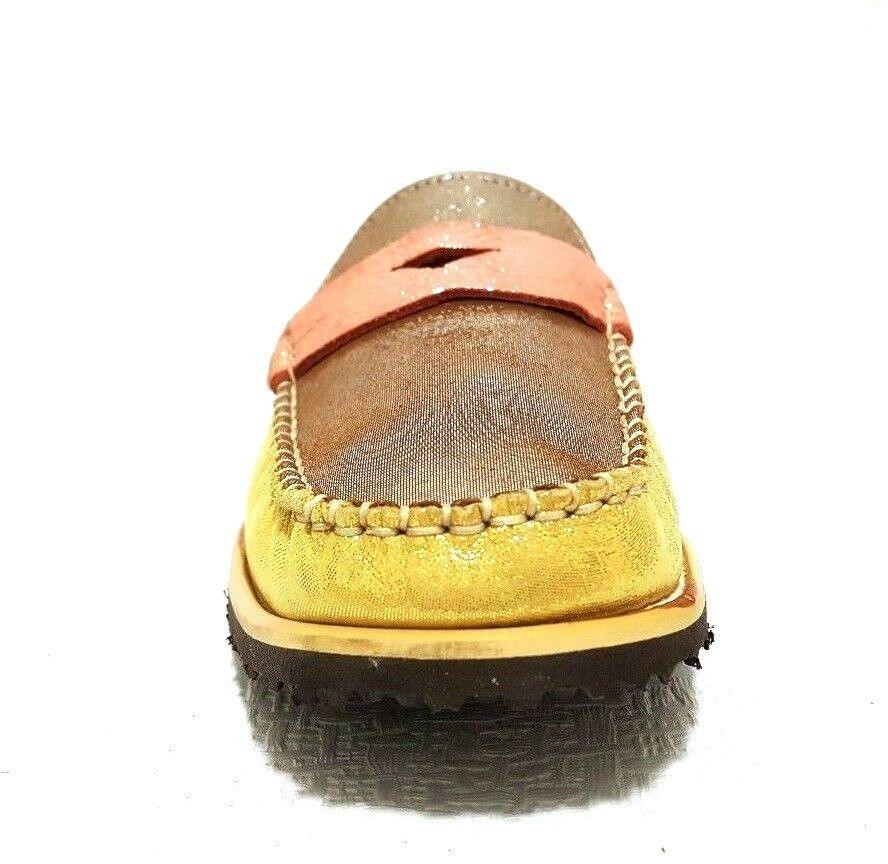 Sesto Meucci Women's Mosca Gold Pink Yellow Soft Leather Mule Sz US 6.5 Narrow - SVNYFancy