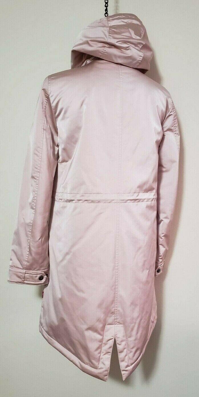 Levi’s Pink Pearl Coat Parka Jacket Hooded Mid Long Length Quilted Lined Size S - SVNYFancy