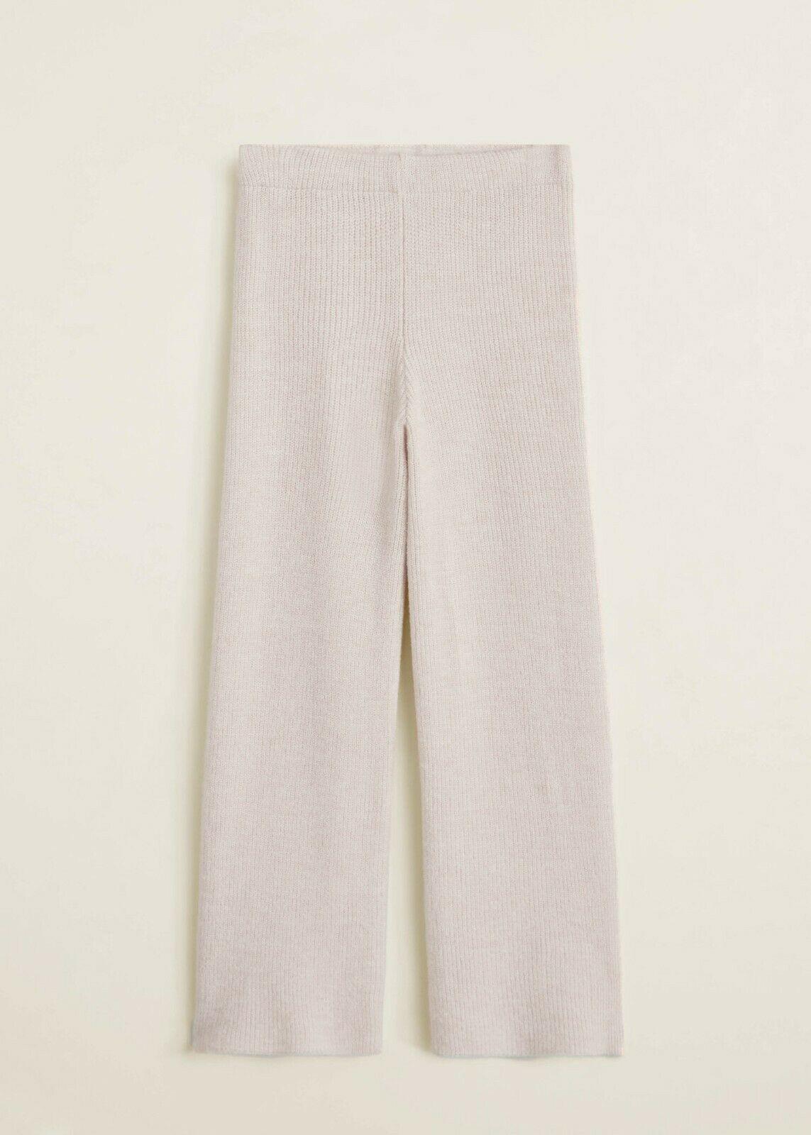 Mango Womens Knitted Pants Trousers Beige Size M - SVNYFancy