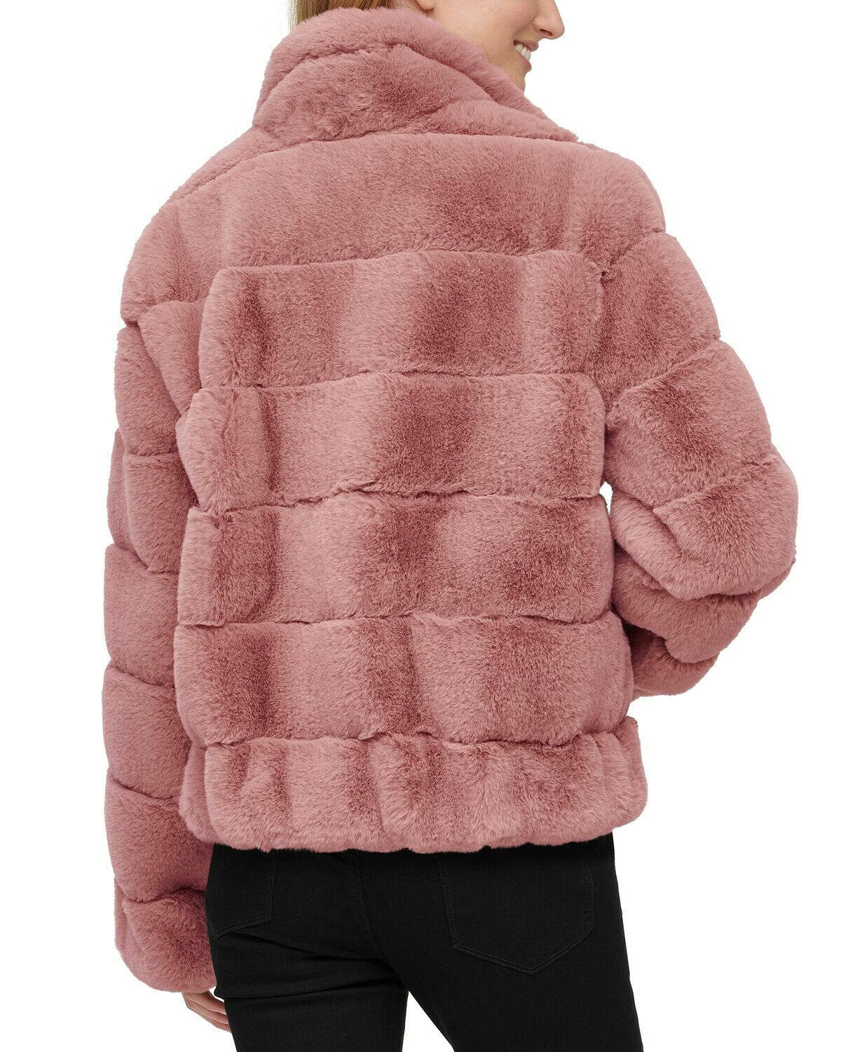 Calvin Klein Faux-Fur Zip-Front Coat Jacket Dusty Rose Size S - SVNYFancy