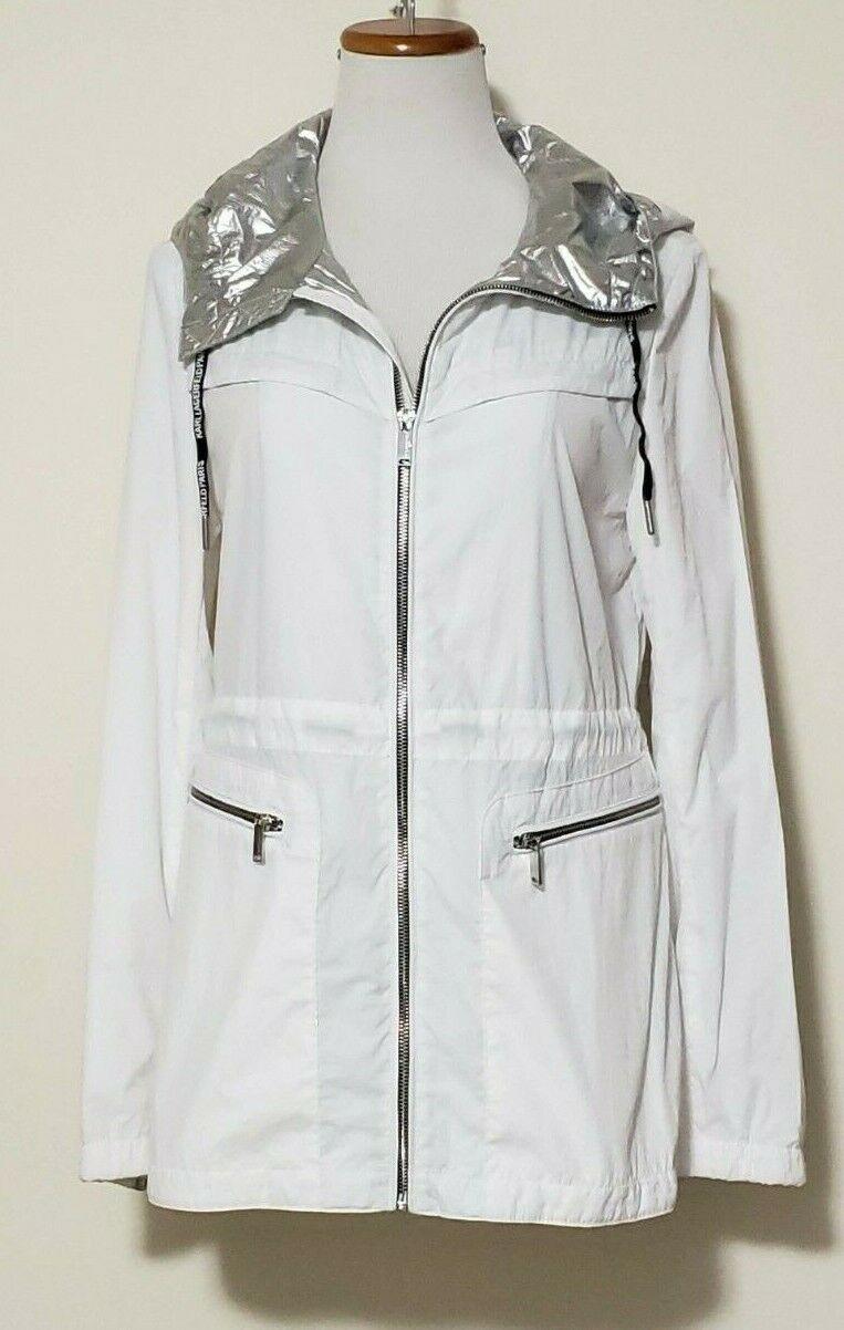 KARL LAGERFELD White Silver Windbreaker Water Resistant Jacket S - SVNYFancy