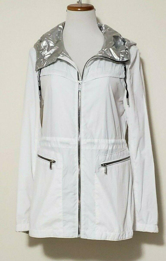 KARL LAGERFELD White Silver Windbreaker Water Resistant Jacket S - SVNYFancy