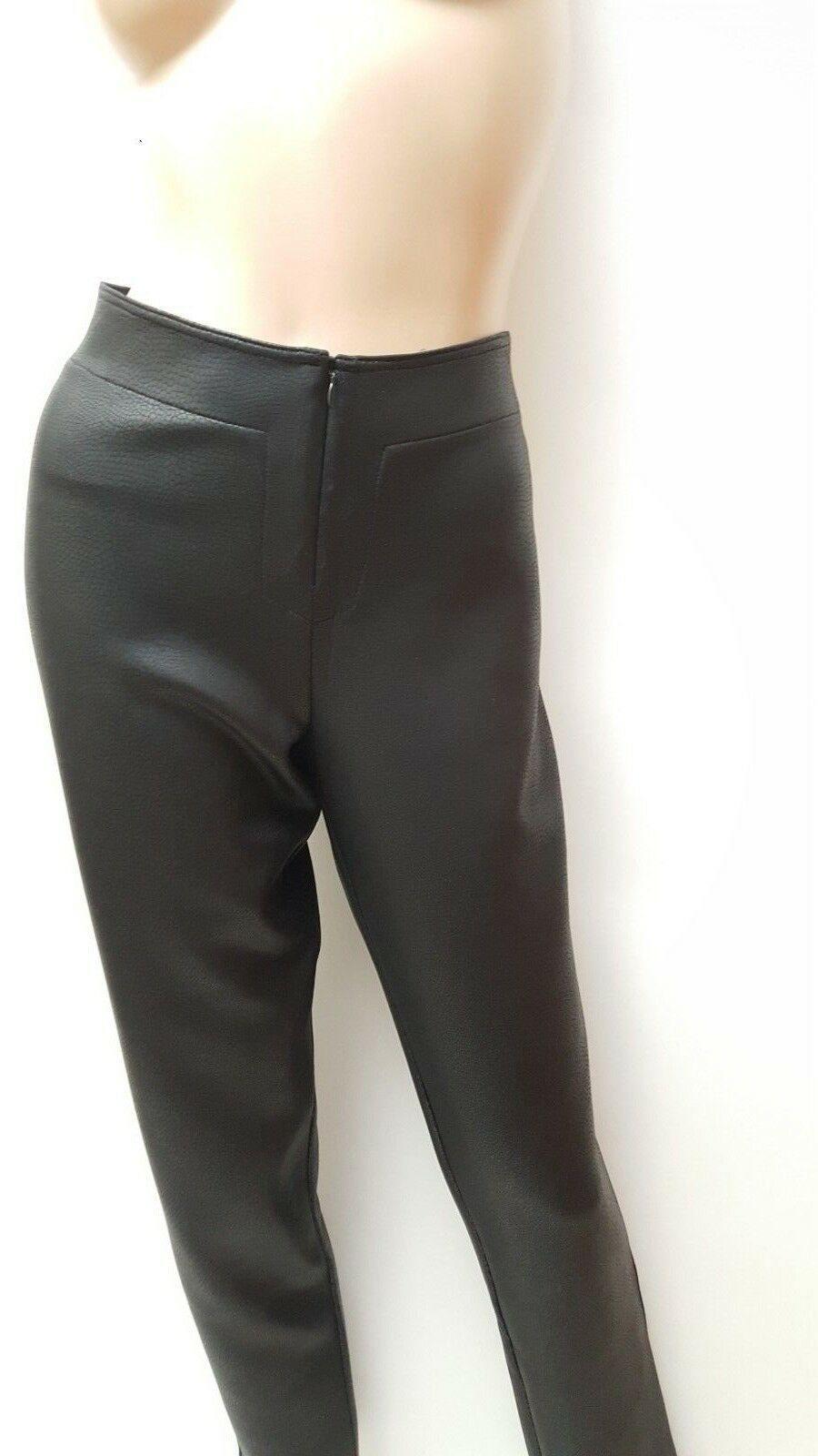 Anni Kuan Designer Womens High Waist Textured  Black Pants Size 6 - SVNYFancy
