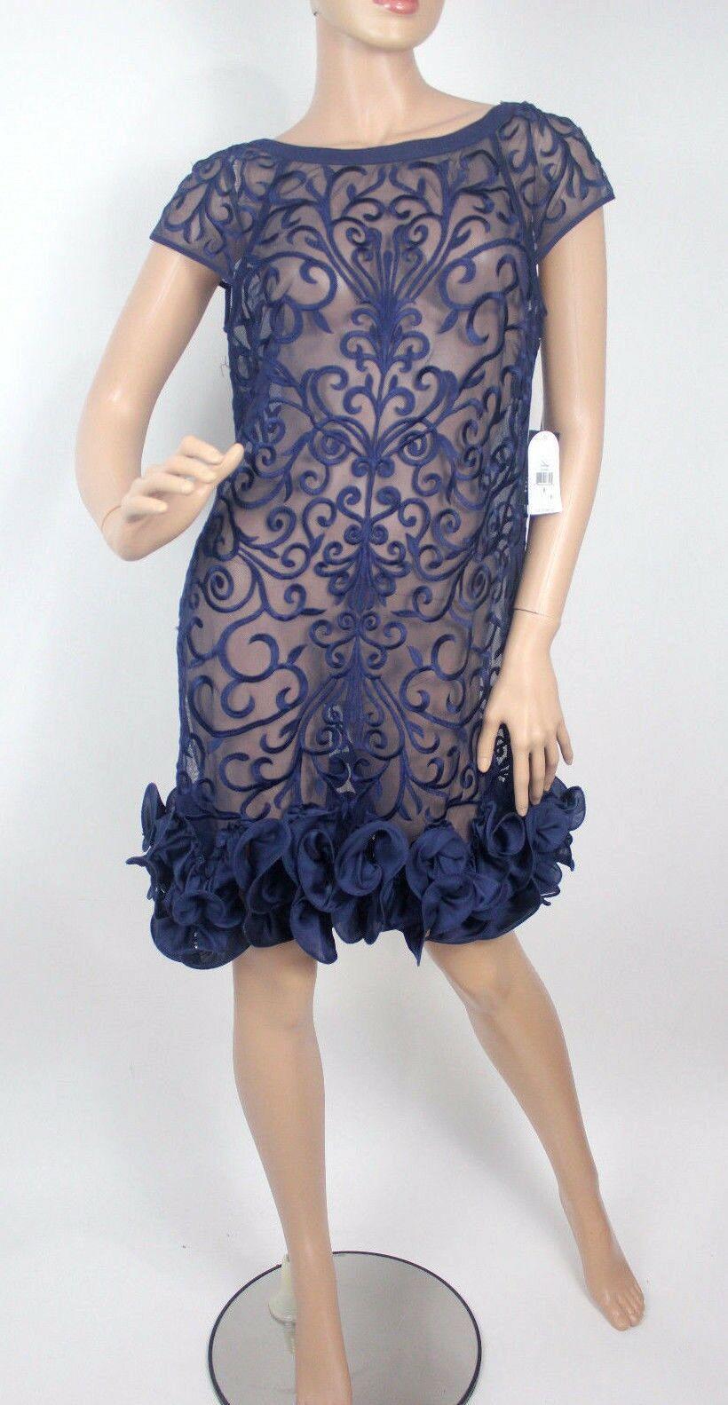 Jessica Simpson Women's Short-Sleeve Lace Ruffle Hem Dress Size 8 (no lining) - SVNYFancy