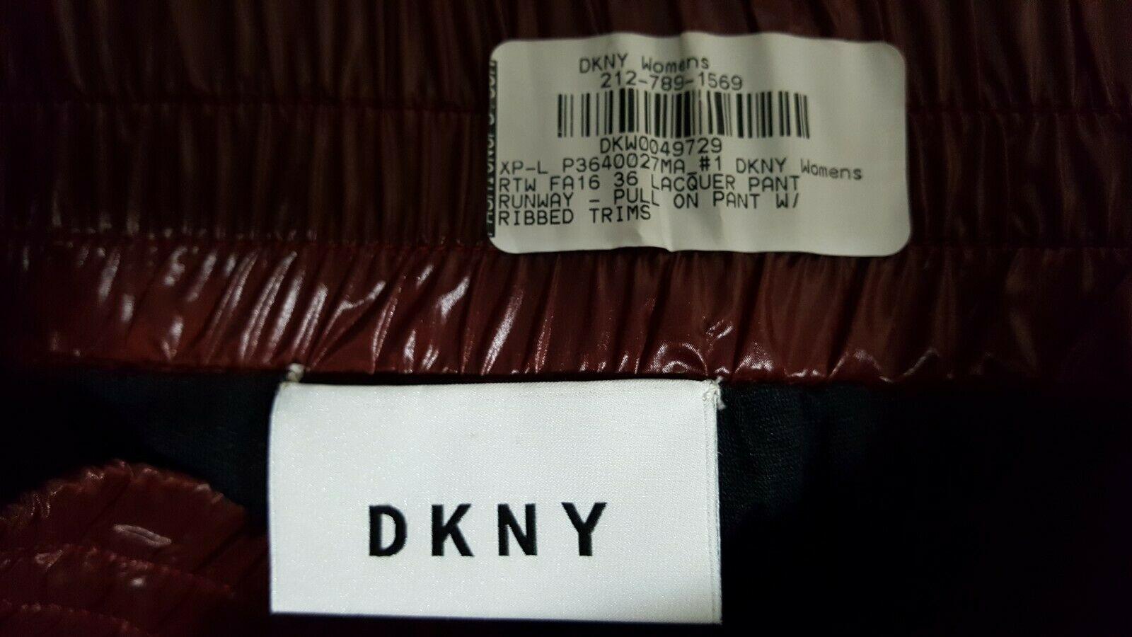 DKNY Womens Lacquer Lined Pant Runway Ribbed Trims Size L - SVNYFancy