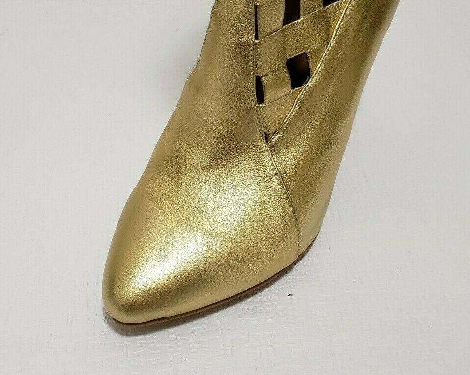 Jeffrey Campbell Ferris Metallic Gold Womens Fashion Leather Mid-Calf Booties Size US 8 - SVNYFancy