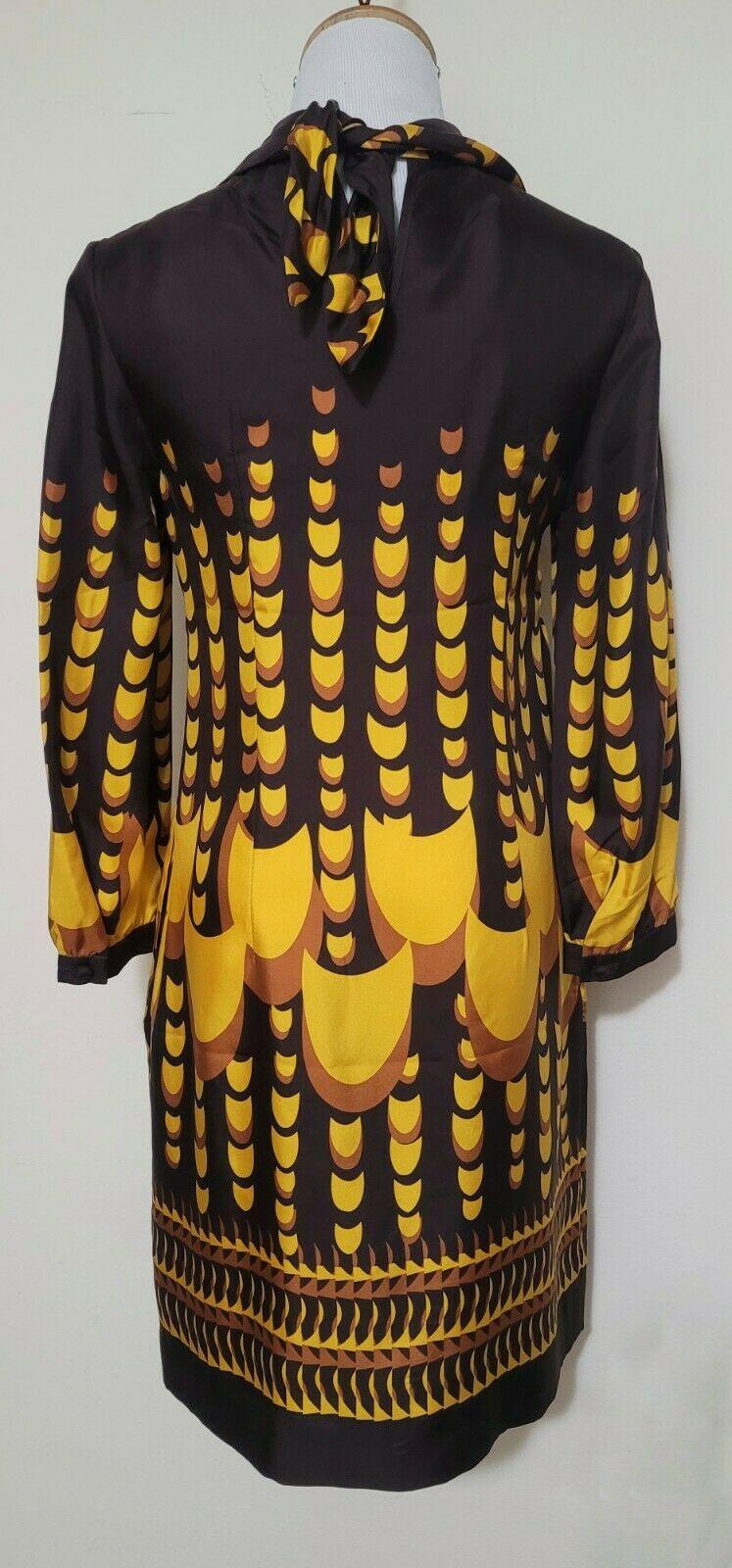 Vintage NWOT  J.CREW  Silk Brown Yellow Dress  Size 2 - SVNYFancy