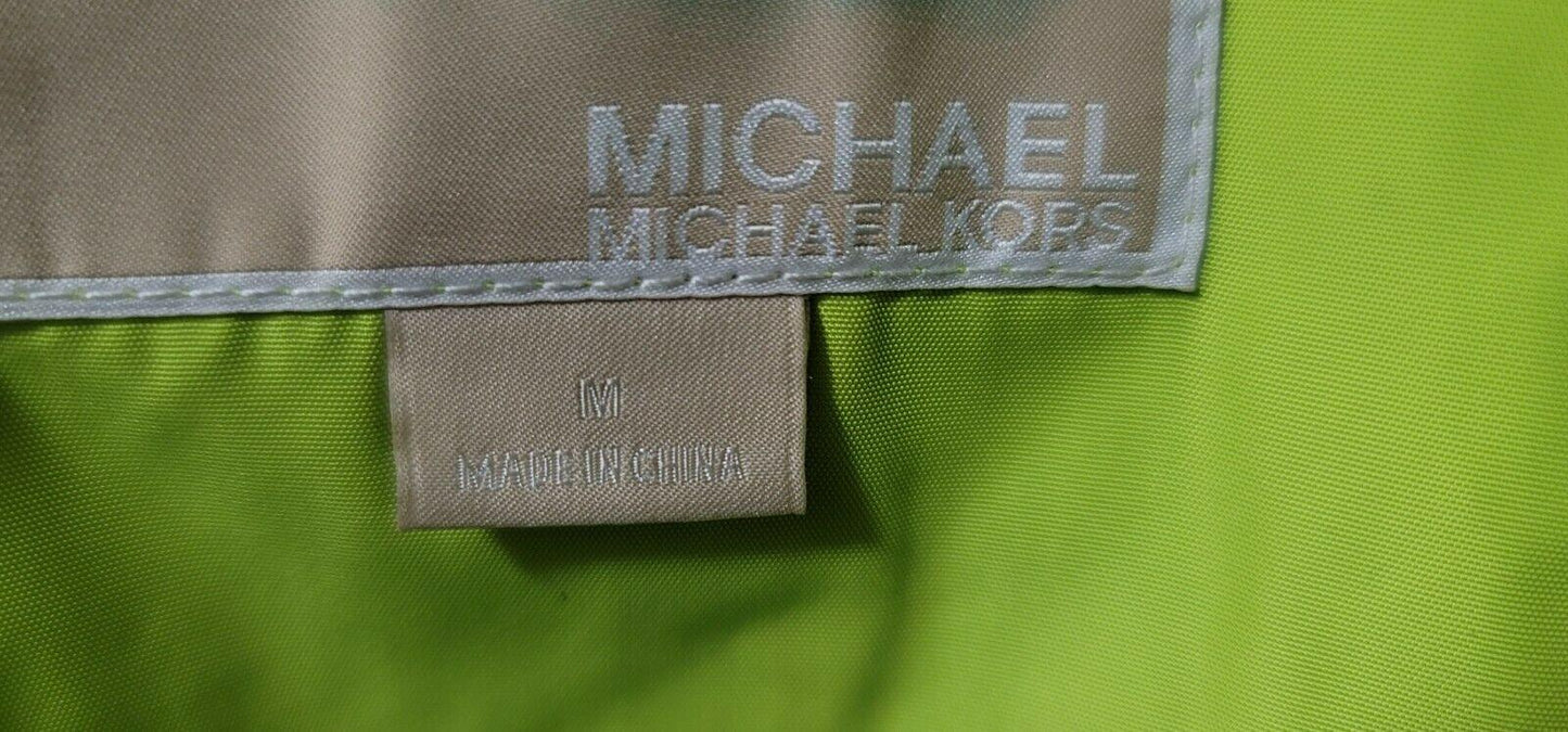 Michael Kors Hooded Windbreaker Water Resistant Neon Green Jacket Size M - SVNYFancy