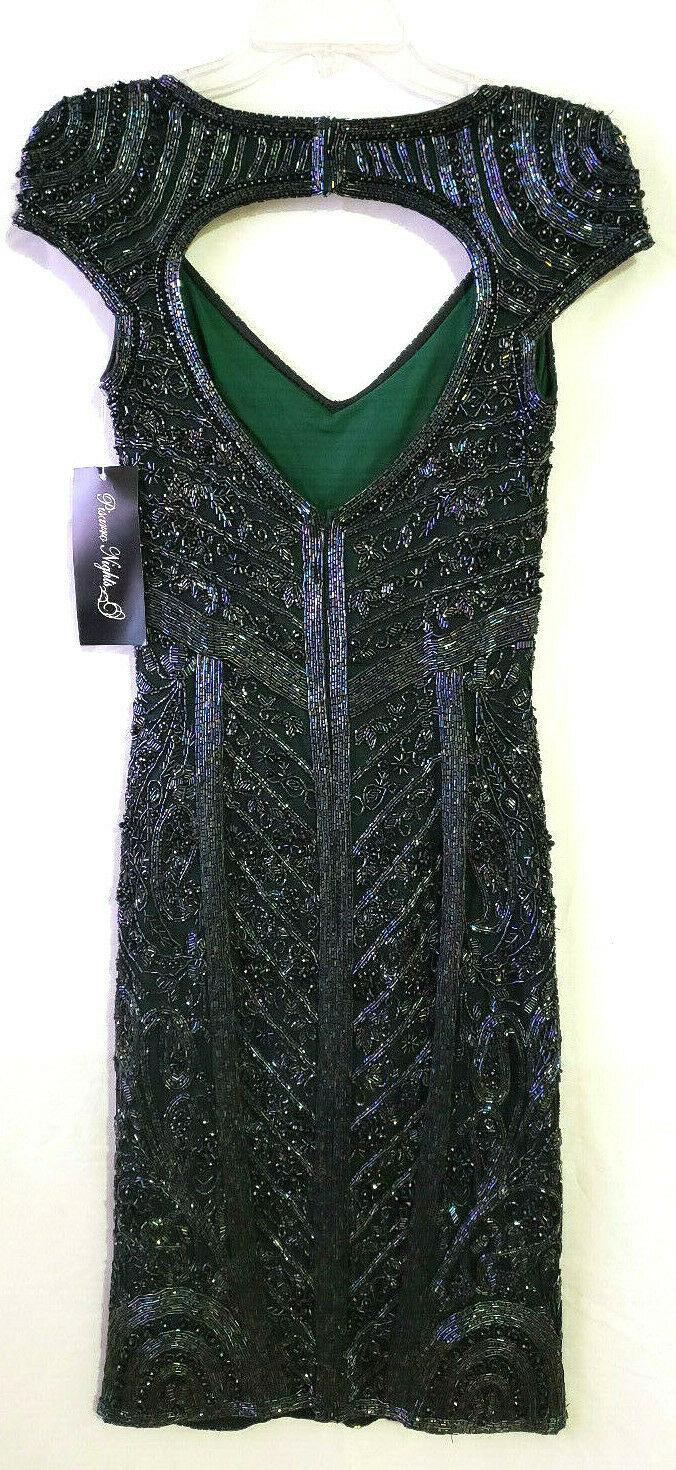 Pisarro Nights Green Beaded Mesh Sheath Gown Evening Formal Dress  Size 2 - SVNYFancy