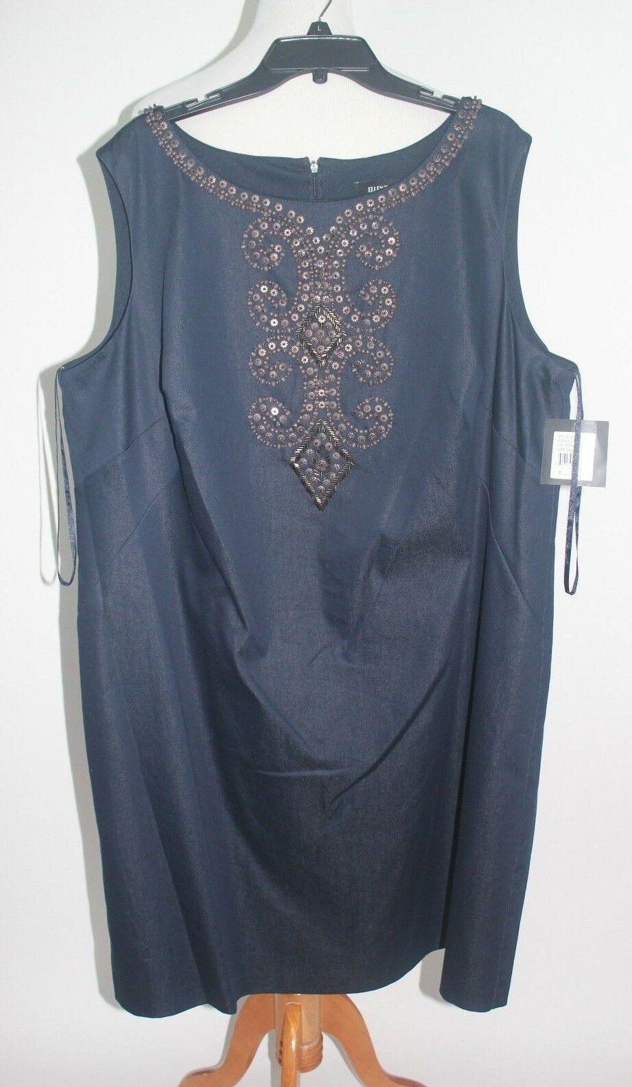 Ellen Tracy Women's Plus Size Sleeveless Dress Dark Blue Size 24W - SVNYFancy