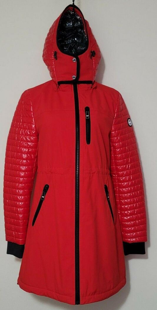 Michael Kors Red Warm Jacket Hooded Coat Size M - SVNYFancy