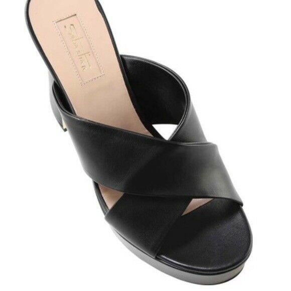 Womens Sebastian Block Heel Sandal Black Nappa Leather Size EU 37 - SVNYFancy