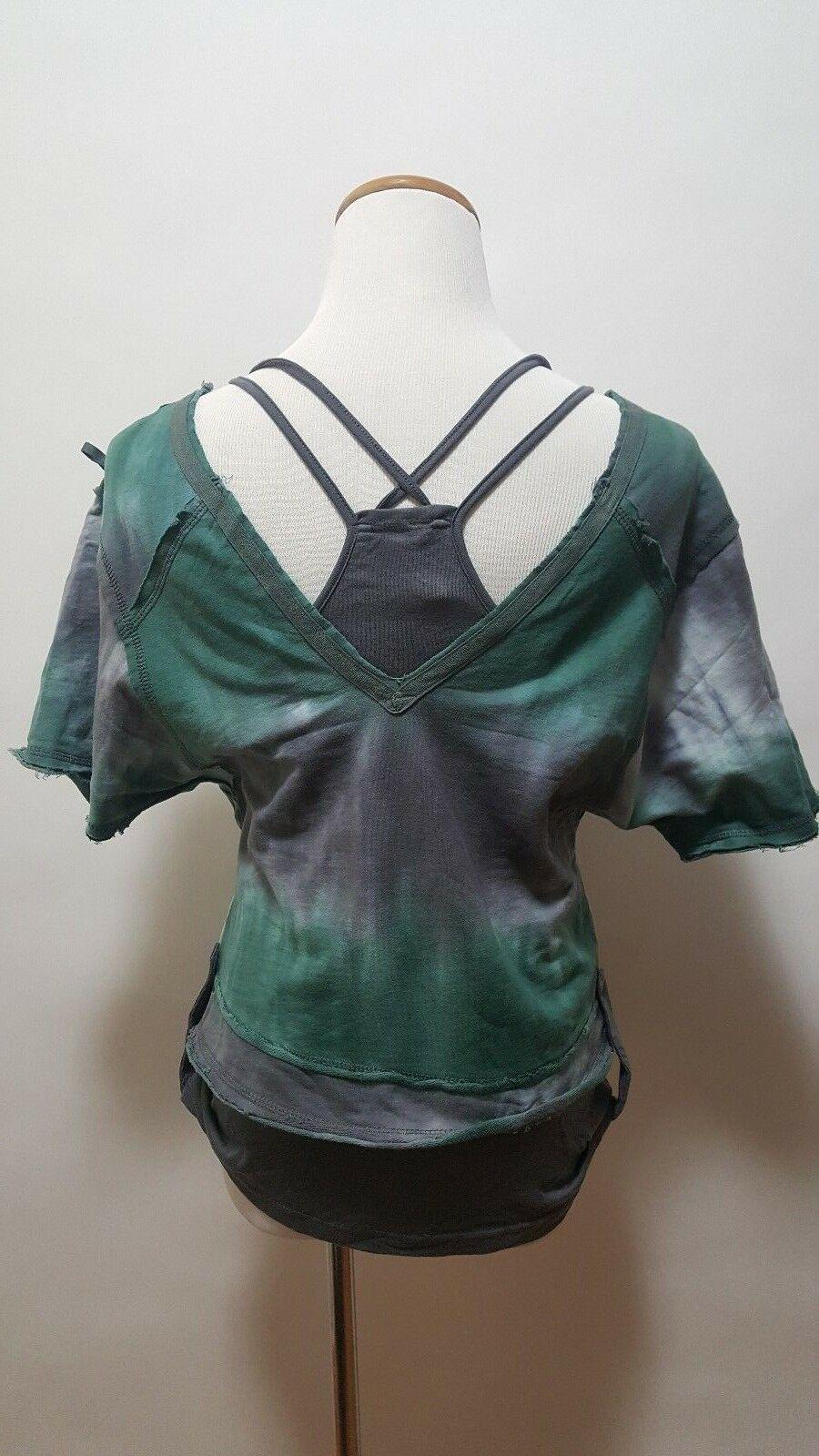 Mur Mur Womens Tank Top Shirt With Funky Details 2 pis. Grey Green Size M - SVNYFancy