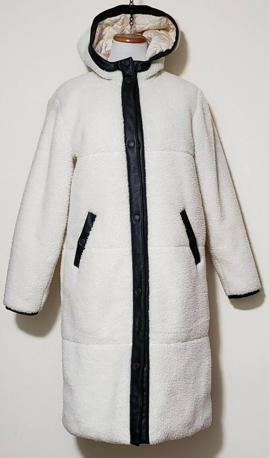 Levi's Hooded Faux Shearling Long Parka Quilted Lining and Faux Leather Trim S - SVNYFancy