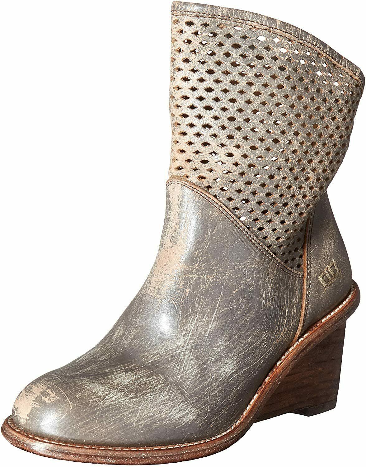 Bed Stu Duchess Smoke Grey Lux Boots Women's Distressed Booties Size US 8.5 - SVNYFancy