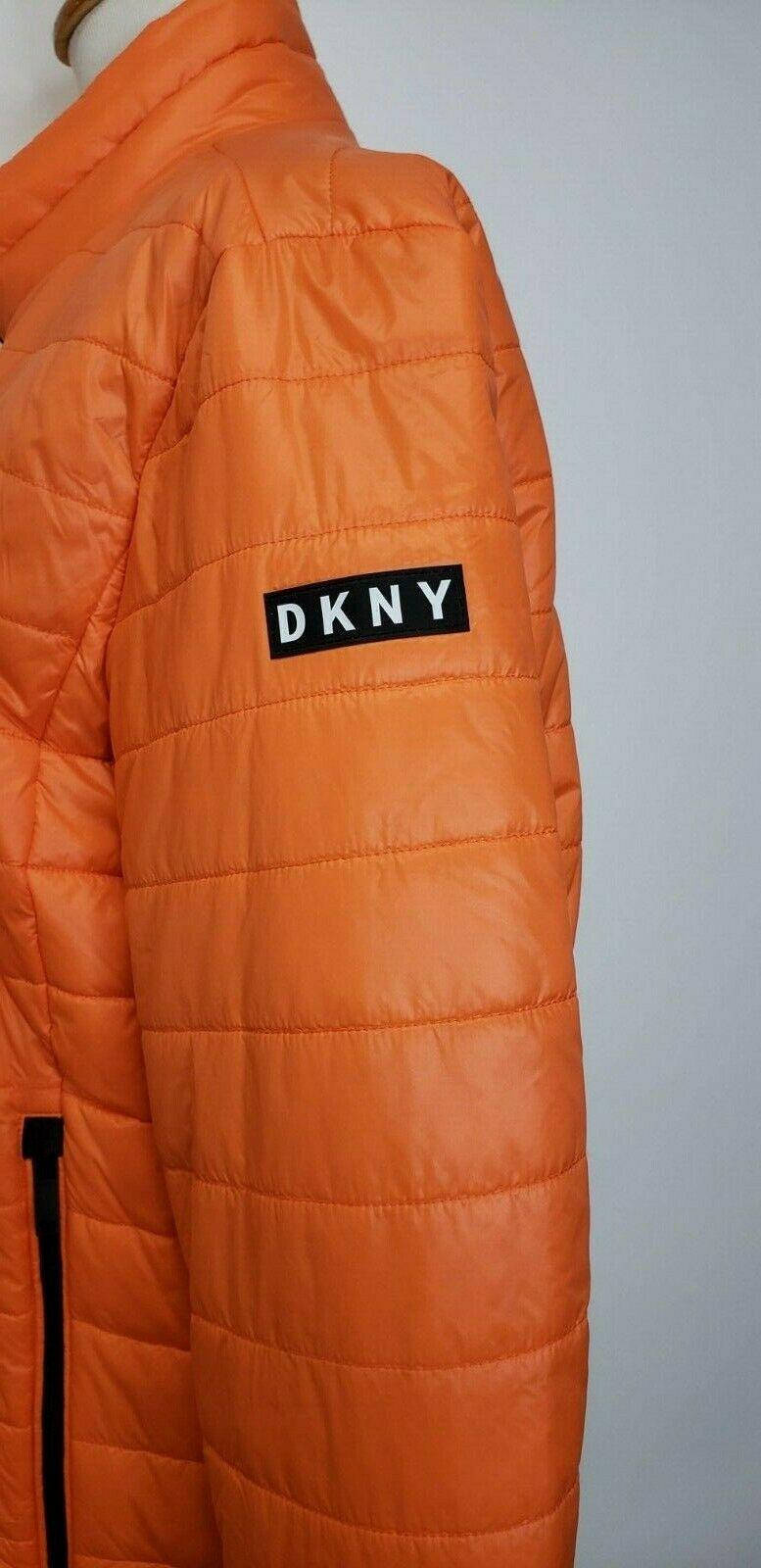 DKNY Mens Orange Wind Resistant Puffer Packable Jacket With Logo Patch Size M - SVNYFancy