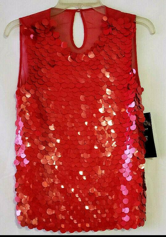 Pisarro Nights Red Big Sequin Evening Blouse Top Size 2 - SVNYFancy