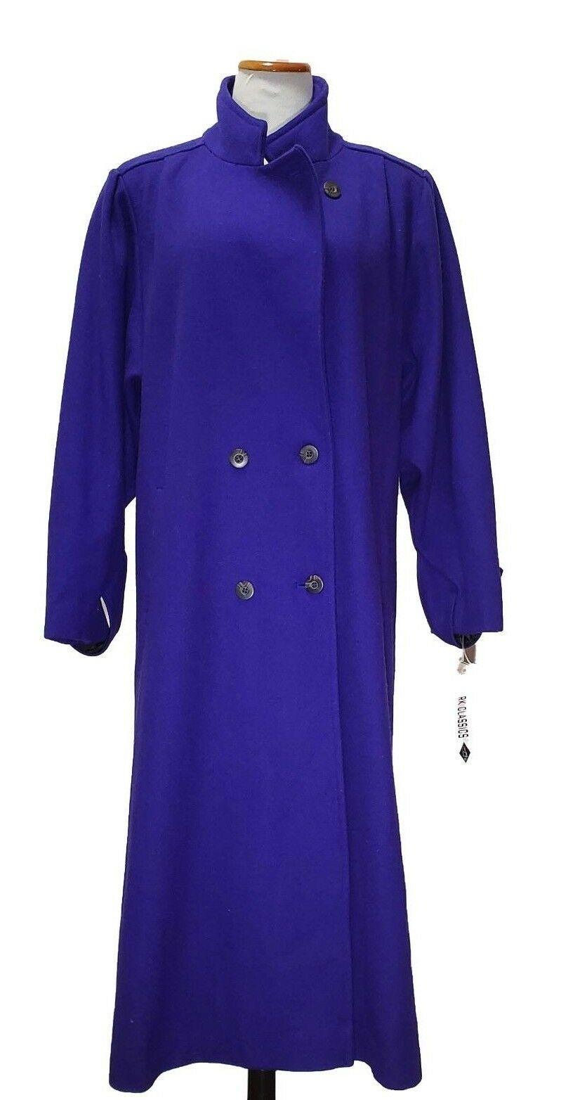 NWT Vintage New York Classics  Womens Blue Indigo Double Breasted Wool Coat Size 10 - SVNYFancy