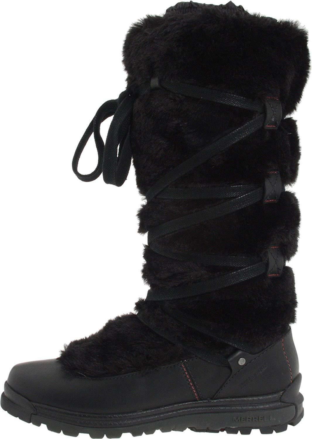 Merrell Women's Katia Waterproof Faux Fur Winter Opti-Warm Black Boots Size US 5 - SVNYFancy