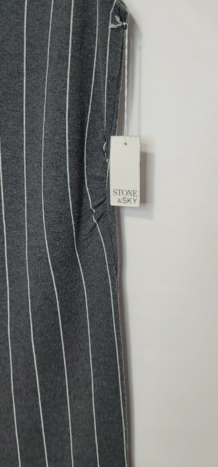 Stone&Sky Knit Wool Blend Striped Gray Asymmetrical Dress Size M - SVNYFancy