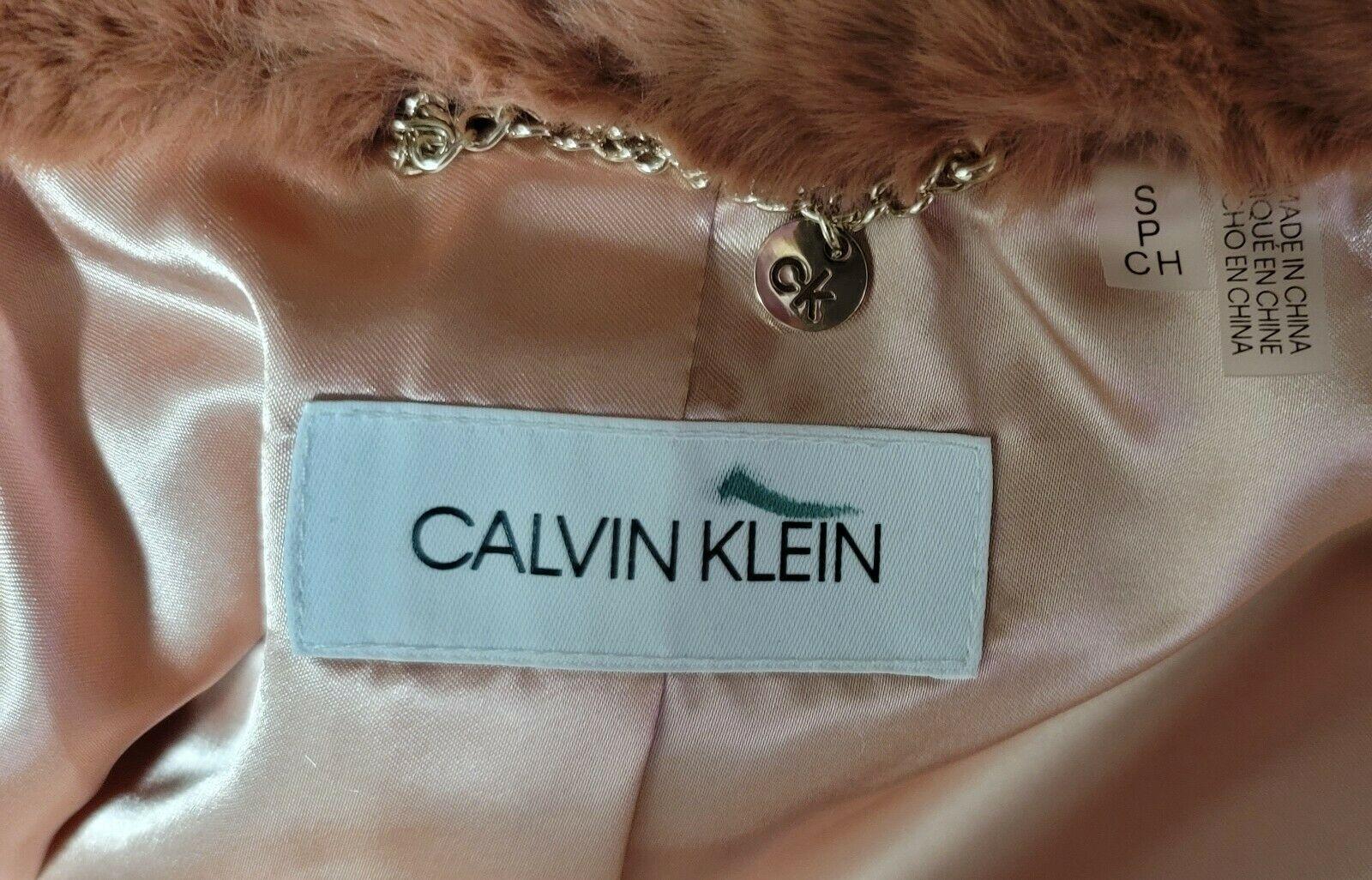 Calvin Klein Faux-Fur Zip-Front Coat Jacket Dusty Rose Size S - SVNYFancy