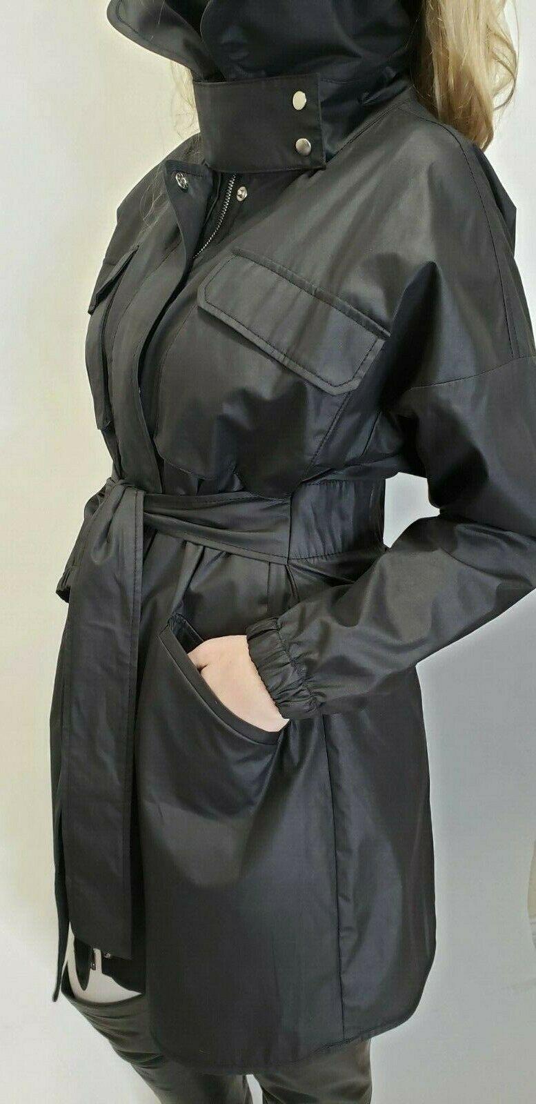 Dawn Levy Raincoat Waterproof Black Jacket Coat Size M - SVNYFancy