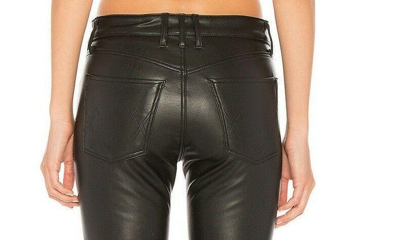 McGuire Black Gainsbourg Cropped Bootcut Vegan Leather Flare Leg Jeans Size 26 - SVNYFancy