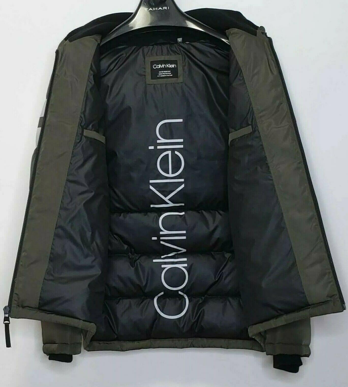 Calvin Klein Mens Water Resistant Green Hooded Puffer Winter Jacket  Size M - SVNYFancy