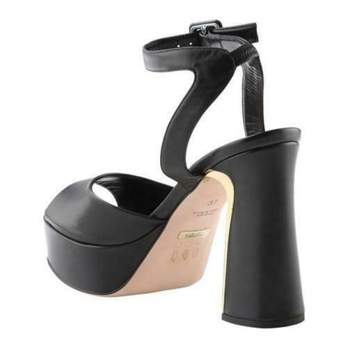 Womens Sebastian Ankle Strap Block Heel Sandal Black Nappa Leather Size EU 38 - SVNYFancy