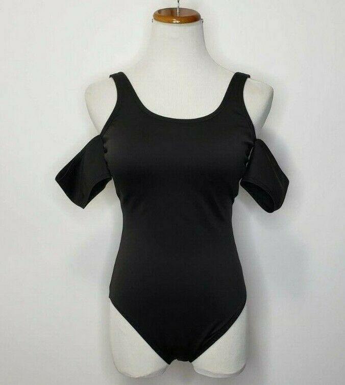 Calvin Klein Womens High-Neck Black One-Piece Bardot Swimsuit Size 6 - SVNYFancy