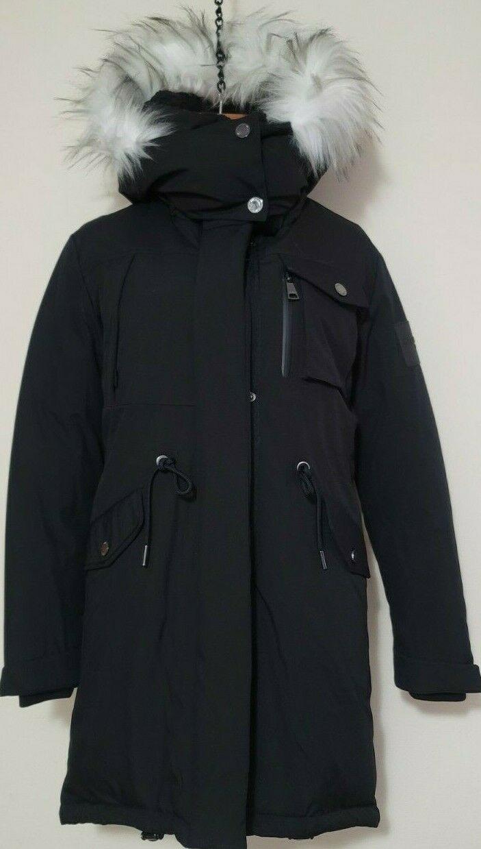 CALVIN KLEIN Women's Hooded Puffer Coat Parka With Backpack Straps Black Size S - SVNYFancy