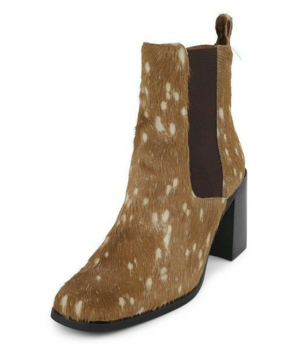 JEFFREY CAMPBELL Ricardo Ankle Boot Spotted Brown Calf Hair Size US 8.5 - SVNYFancy