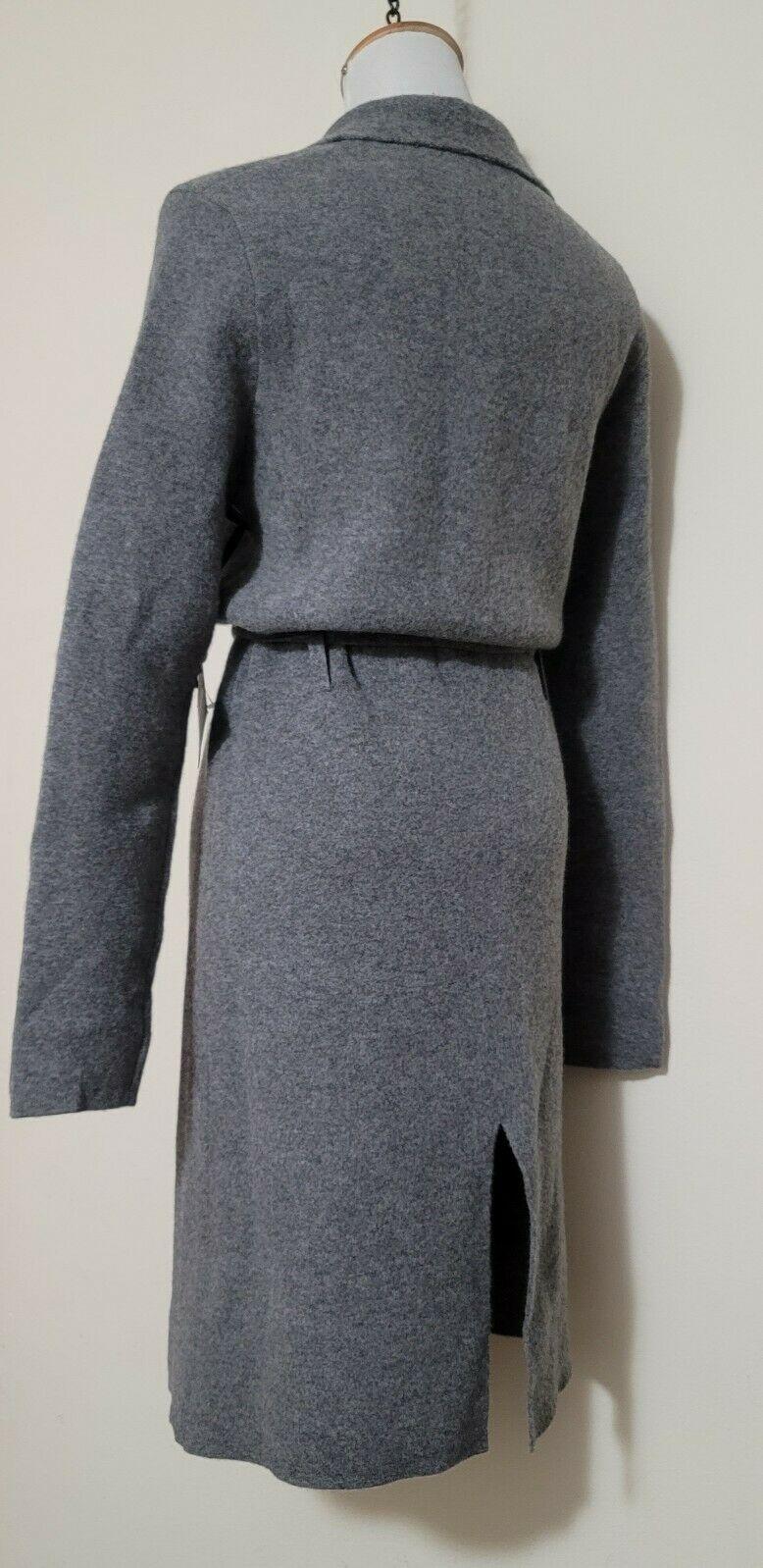 SWTR Touch of Cashmere Women's Merino Wool Gray Open Front Belted Coat Size S-M - SVNYFancy
