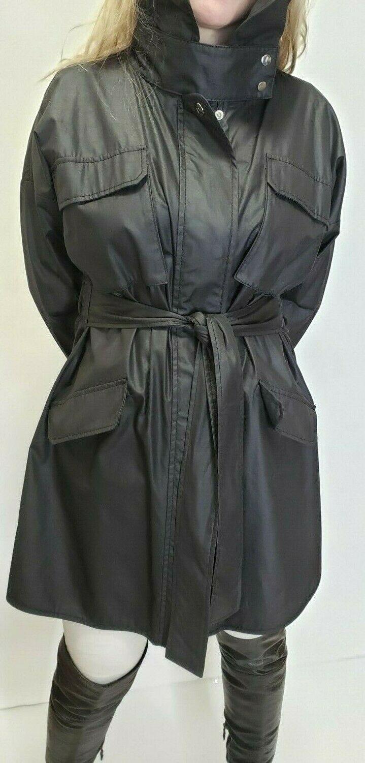 Dawn Levy Raincoat Waterproof Black Jacket Coat Size M - SVNYFancy