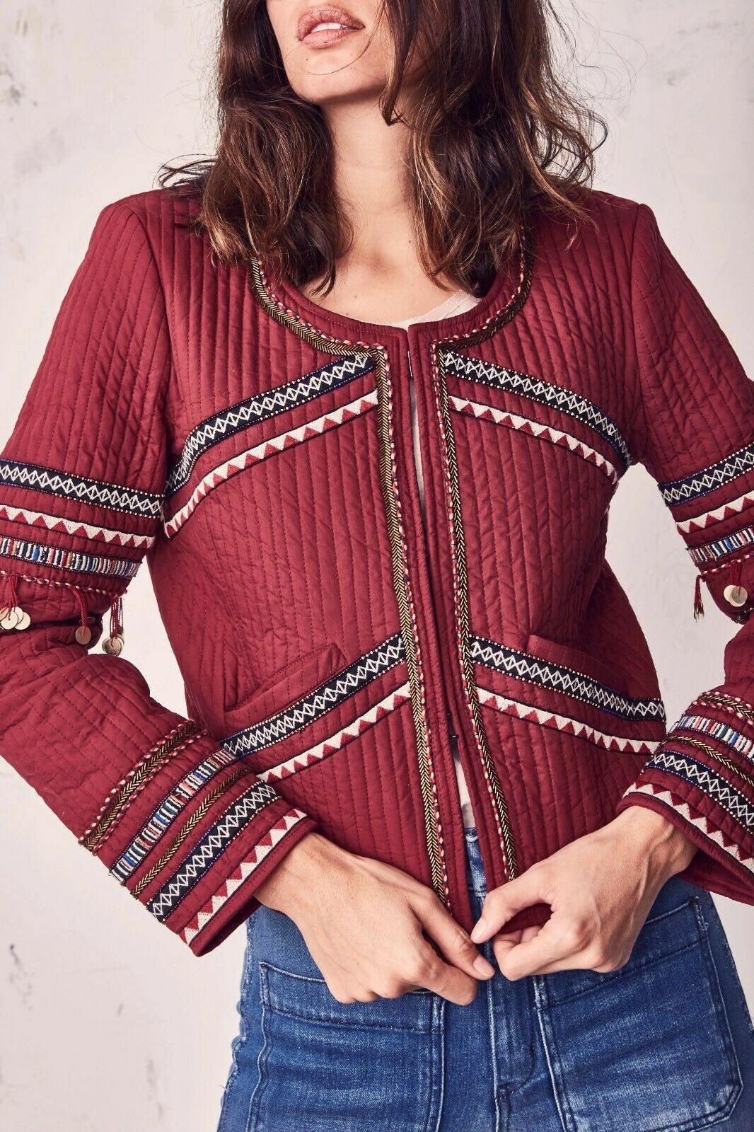 LOVE SHACK FANCY Naya Cayenne Women's Beaded Embroidered Boho Jacket Size 6 - SVNYFancy