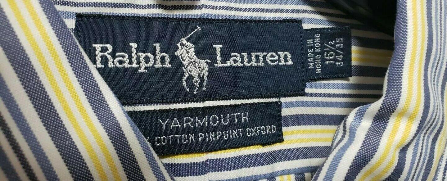 Ralph Lauren Mens Yarmouth 100% Cotton Oxford Striped Dress Shirt 16/5 34/35 - SVNYFancy