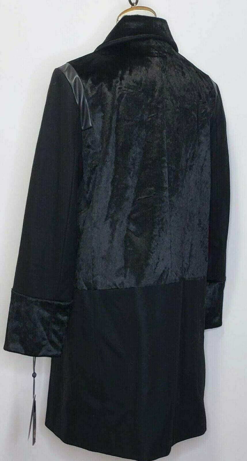 DKNY Women’s Black Faux-Fur Walker Wool Blend Coat Size 10 - SVNYFancy