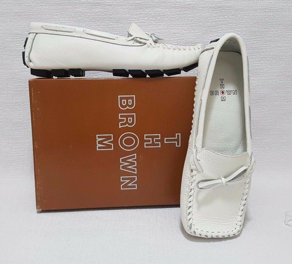 Thom Brown Moccasin Womens Shoes White Leather Moccasin Flats Size EU 38 - SVNYFancy