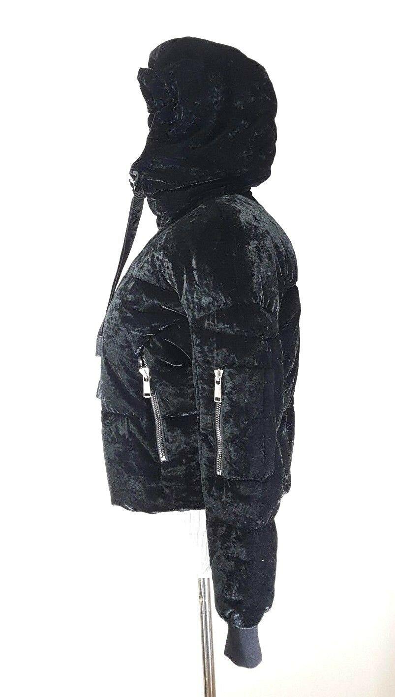 Andrew Marc Women's Black Velvet Down Jacket Puffer With Hood  Size S - SVNYFancy