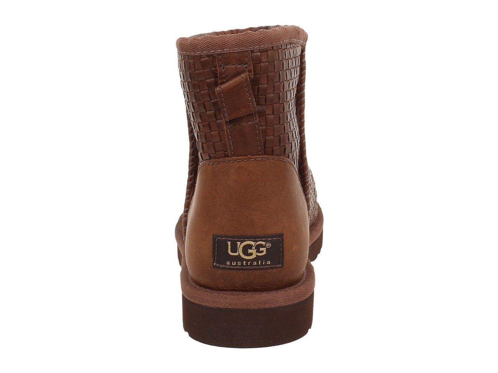 UGG Australia Men's Classic Mini Woven Leather Winter Boot Cognac US 18 EU 52 - SVNYFancy