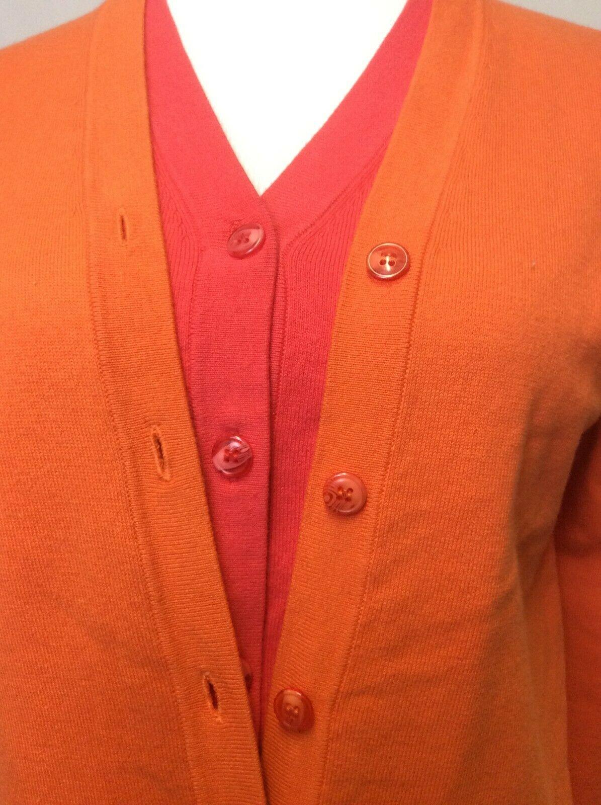 THALIAN XTRACT Womens Cotton Double Cardigan Double Color Orange Coral Size M - SVNYFancy